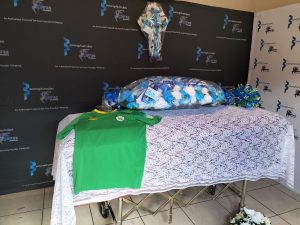 The coffin carrying the body of Charles Yohane during a memorial service that was held in Kempton Park on Sunday