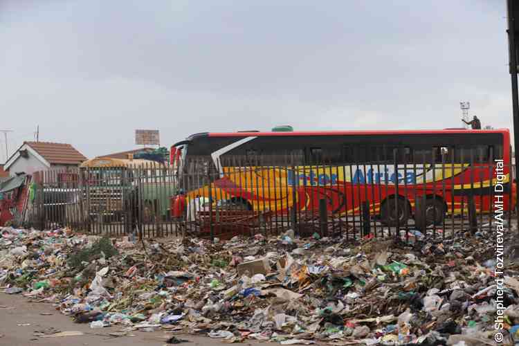 Uncollected garbage at Mbare bus terminus
