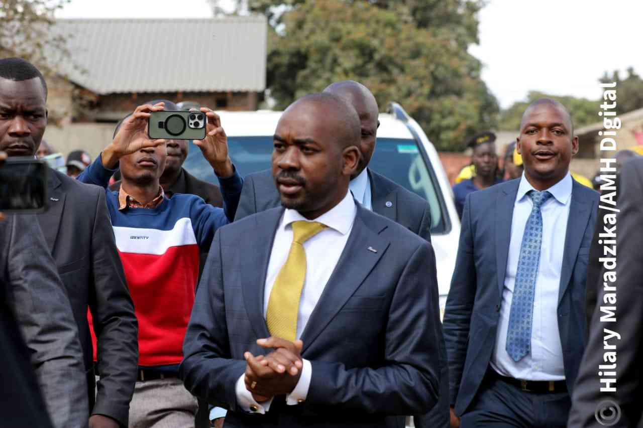 CCC leader Nelson Chamisa arrival at the funeral