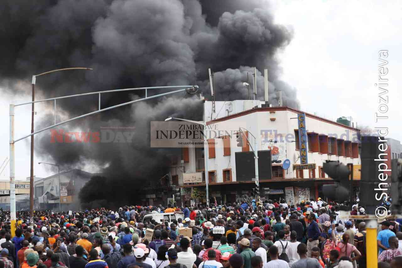 Callans Furnitures Building in the Harare central business district caught fire.