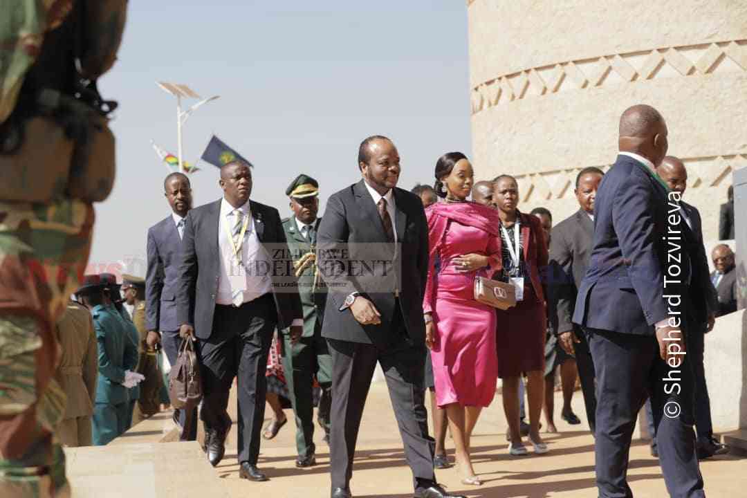 King Mswati III of the Kingdom of Eswatin arrives