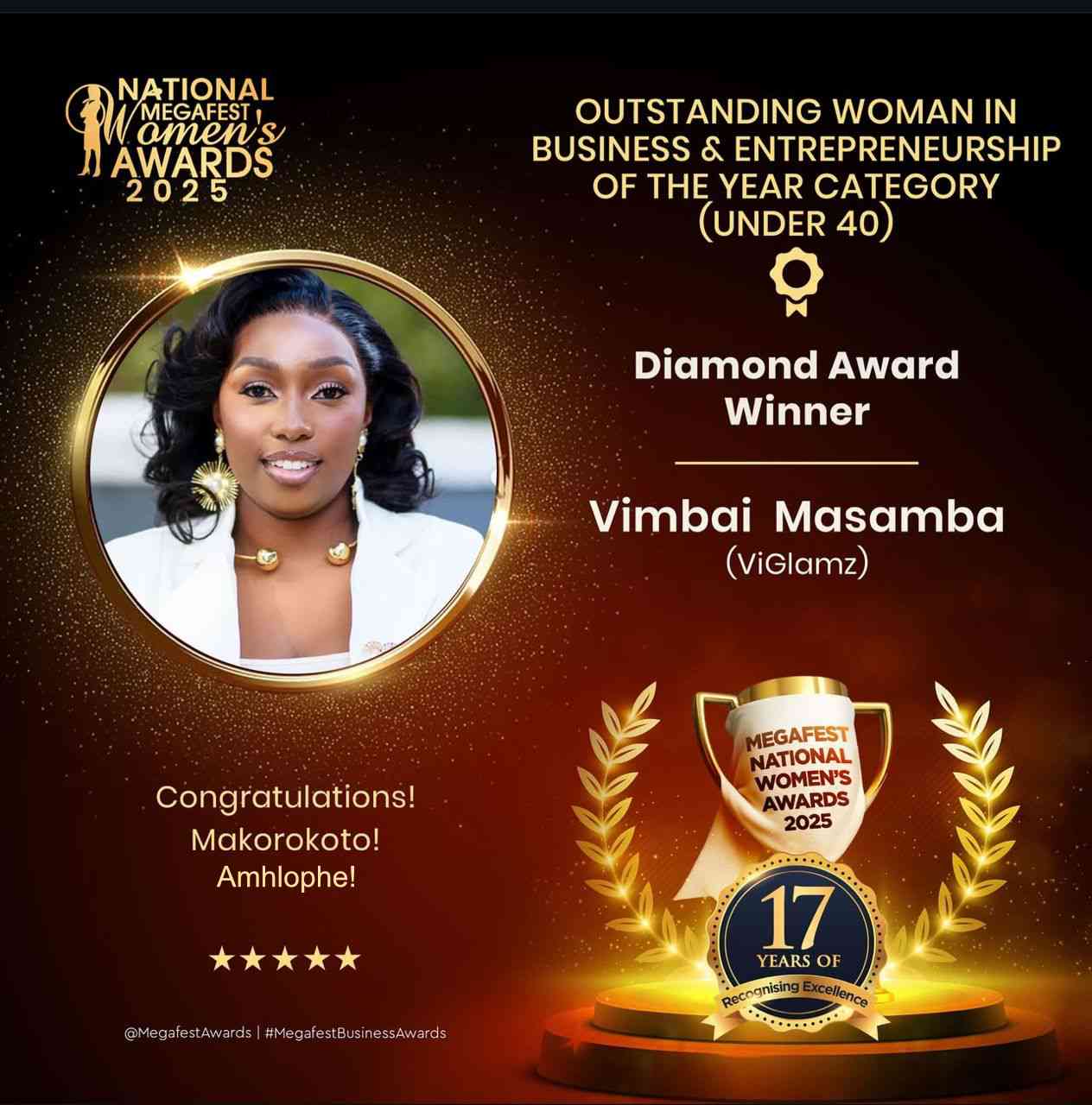 Masamba scoops Outstanding Woman in Business and Entrepreneurship Award